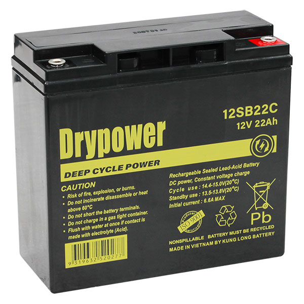 Drypower 12SB22C 12V 22Ah Deep Cycle Sealed Lead Acid Battery