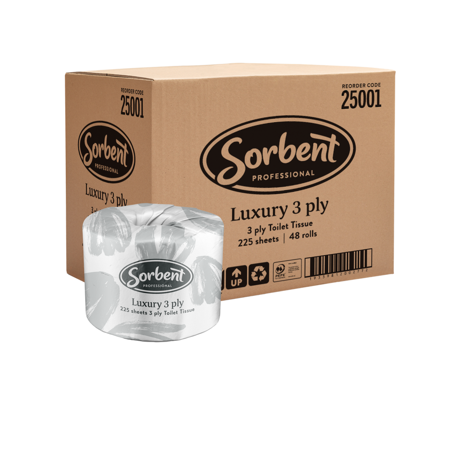 Sorbent 25001 3 Ply Toilet Tissue - (48 Rolls of 225 Sheets)