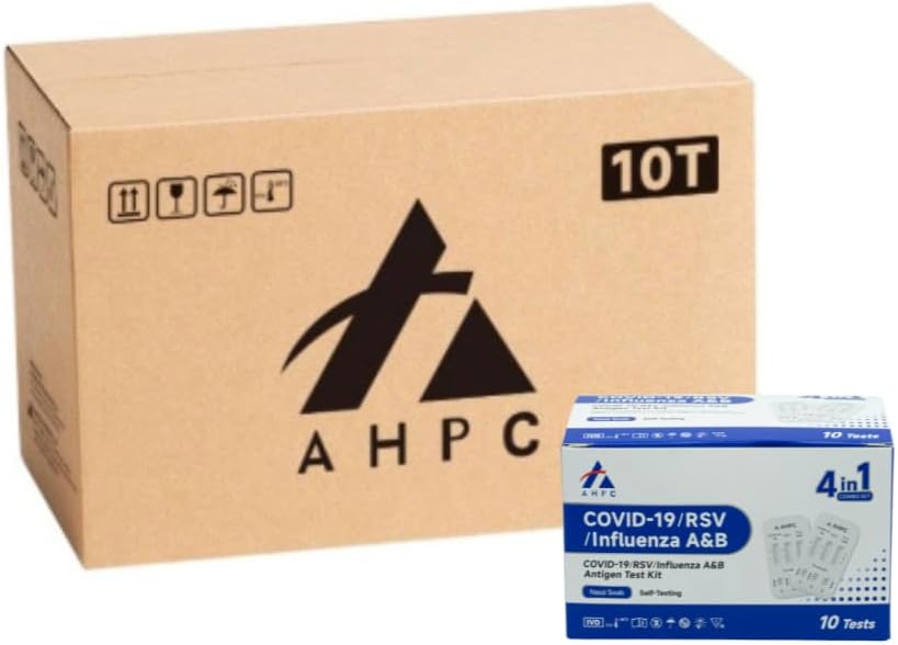 APHC 4-in-1 (Nasal) RSV, COVID -19, Influenza A & B Rapid Antigen Test Kit - 600 Tests (60 Packs of 10)