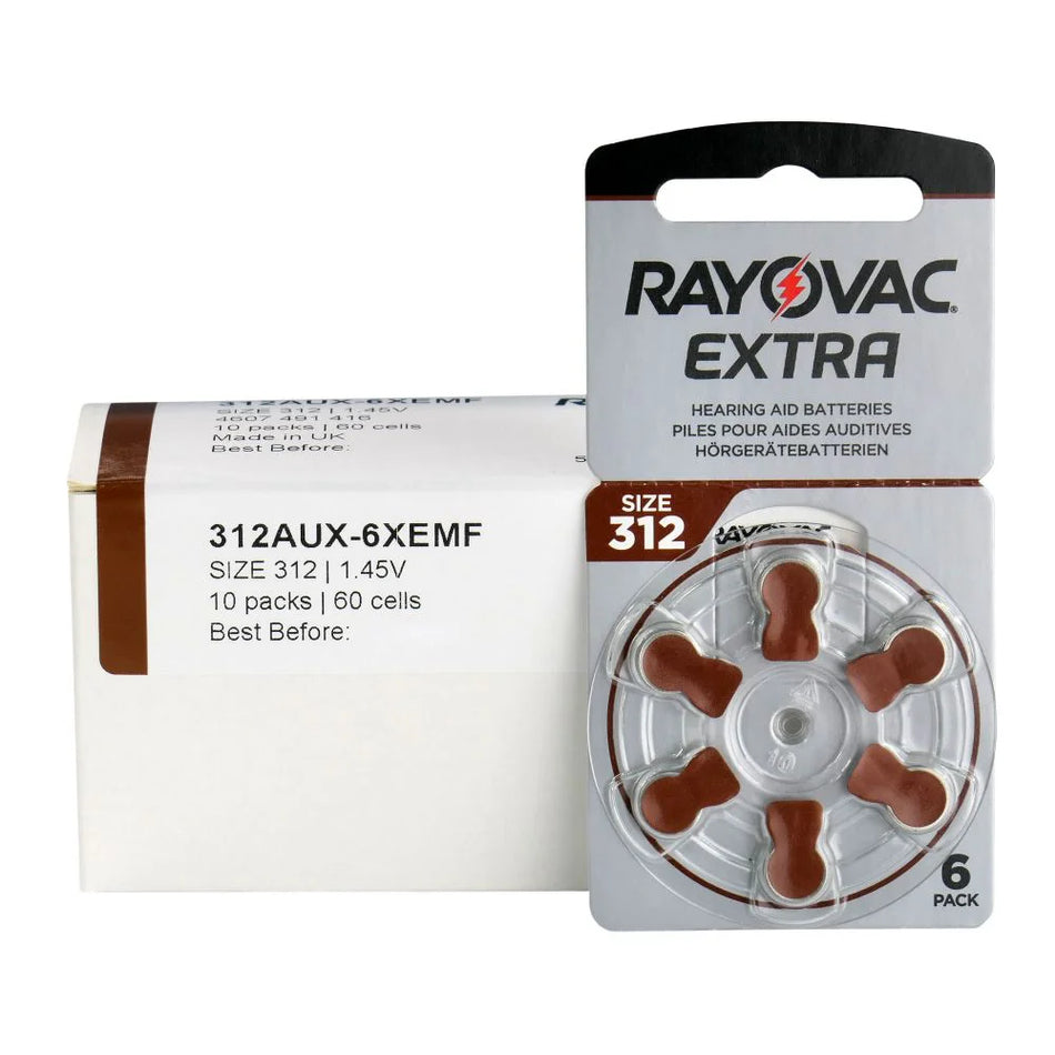 Rayovac 1.45v Zinc-Air Hearing Aid Battery - (10 Packs of 6 Blisters) - Size 312/10/13/675