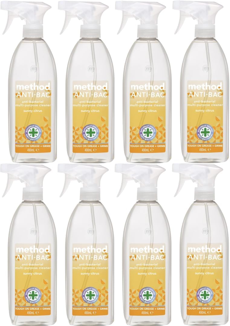 Method Sunny Citrus Disinfectant Surface Cleaner 490ml - 8 Spray Bottles