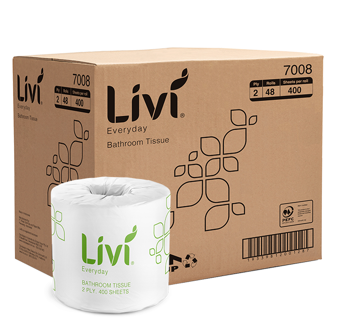 Livi 7008 2 Ply Toilet Tissue - (48 Rolls of 400 Sheets )