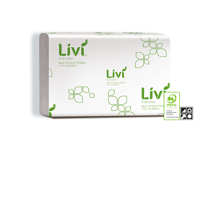 Livi 7200 1 Ply Slimline Multifold Hand Towel 240x230mm - (20 Packs of  200 Sheets)
