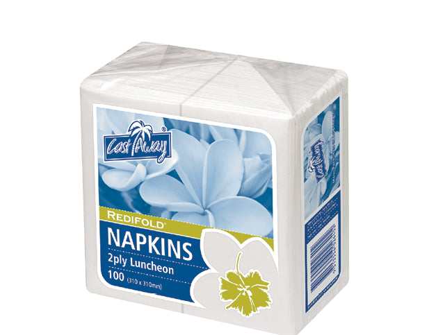 Premium 2-Ply Luncheon Paper Napkins RediFold® 310x310mm - White (20 Packs of 100 Napkins)