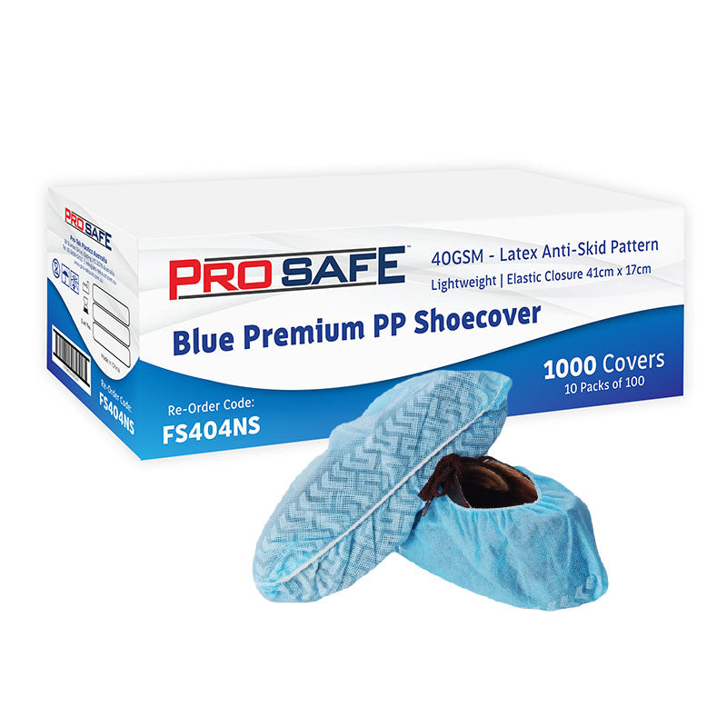 Premium 40gsm PP Non-Skid Shoecover 17x41cm - Blue (10 Packs of 100)