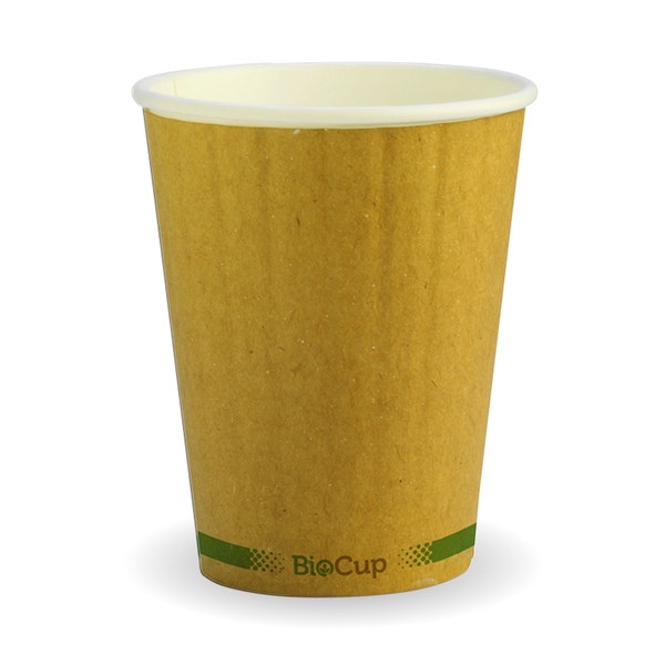 390ml/12oz (90mm) Kraft Green Stripe Double Wall Bio-Cup - (1000)