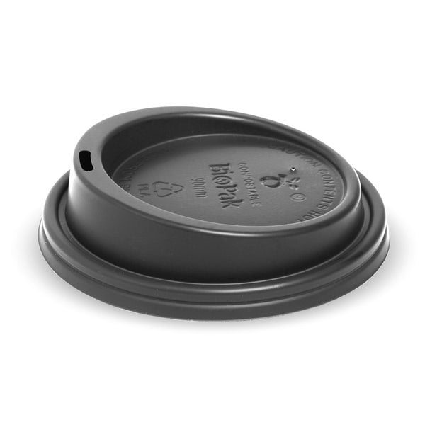 90mm Large Black PLA BioCup Lid - (1000)
