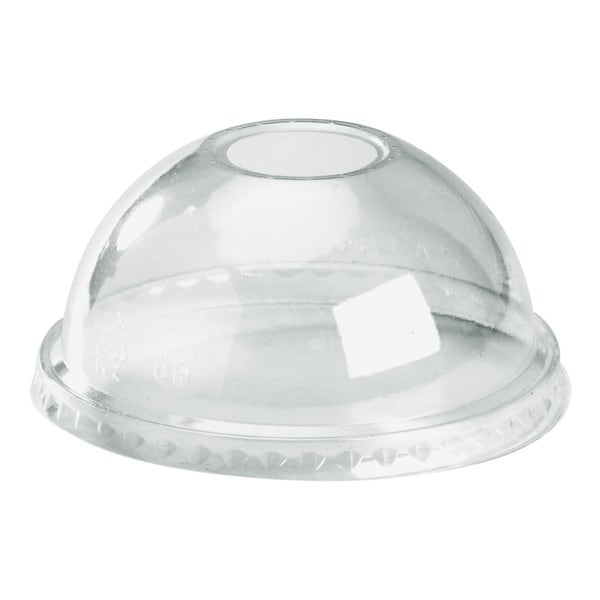 300-700ml Dome 22mm Hole Clear BioCup Lid - (1000)