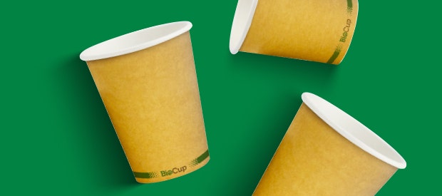 Kraft Green Stripe Single Wall BioCup 90mm - (2000)