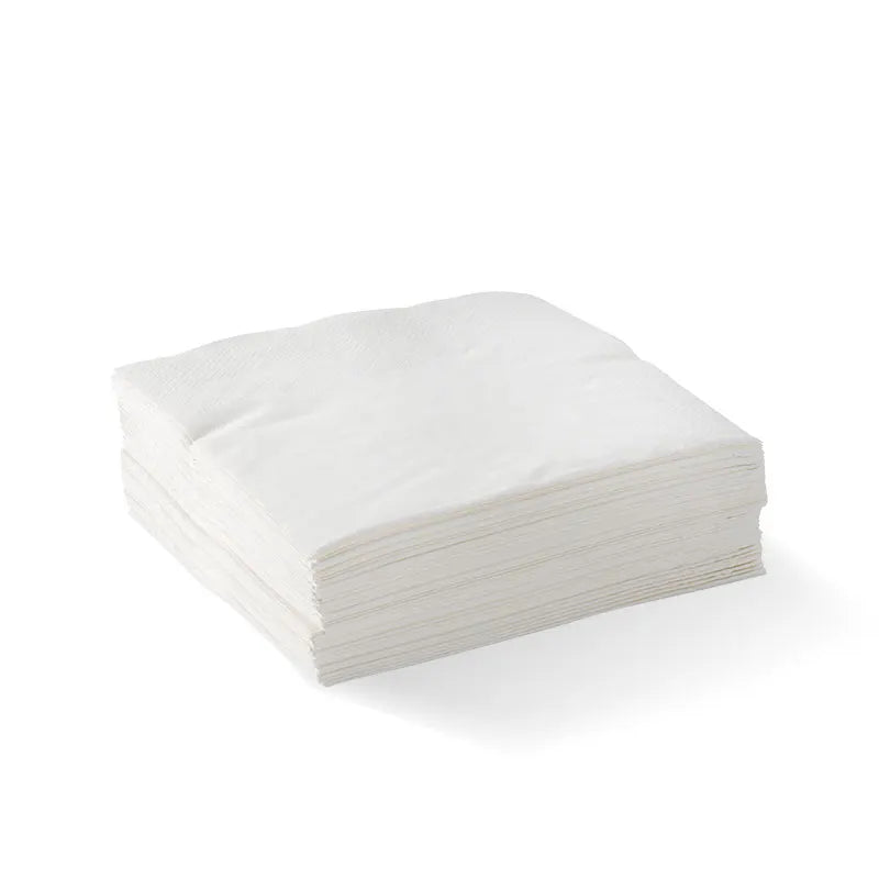 Bionapkin 2 Ply 1/4 Fold Corner Embossed Cocktail Napkin 240x240mm - White (20 Packs of 100 Napkins)
