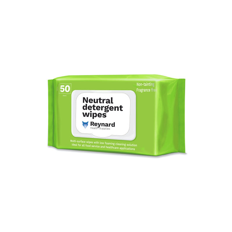 RHS201 Neutral Detergent Wipes 20x33cm - (50 Wipes)